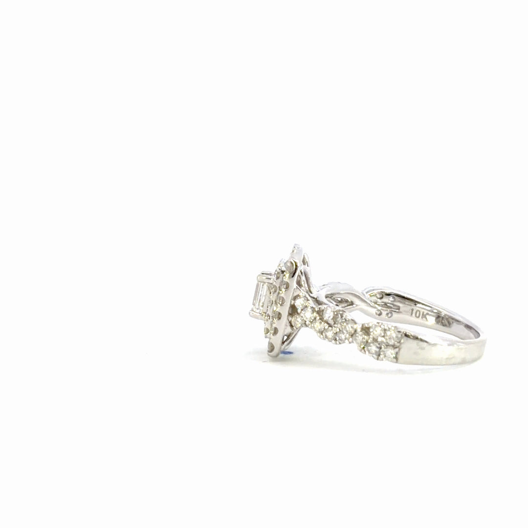 Emerald Cut Double Halo Engagement Ring