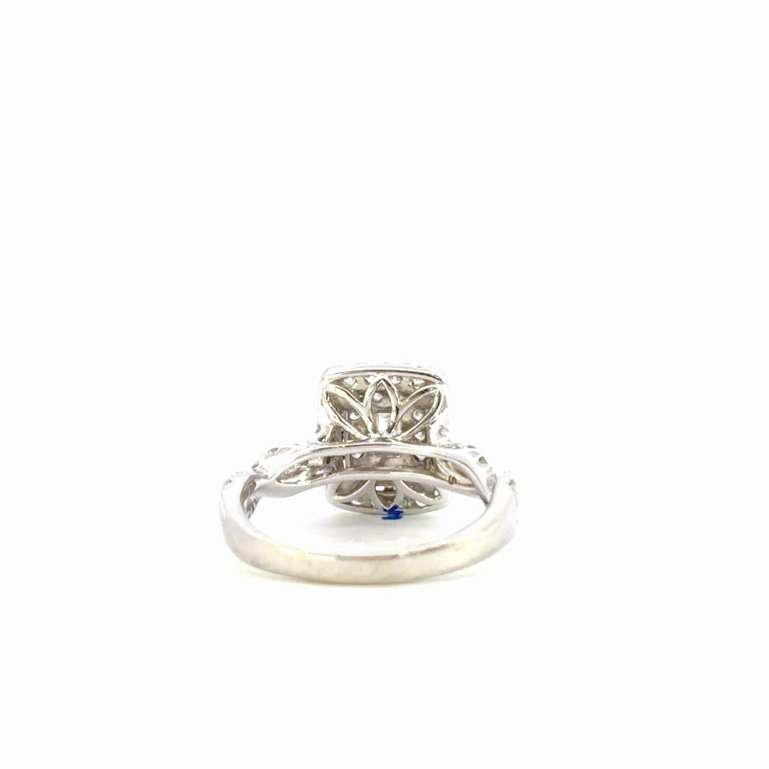 Emerald Cut Double Halo Engagement Ring