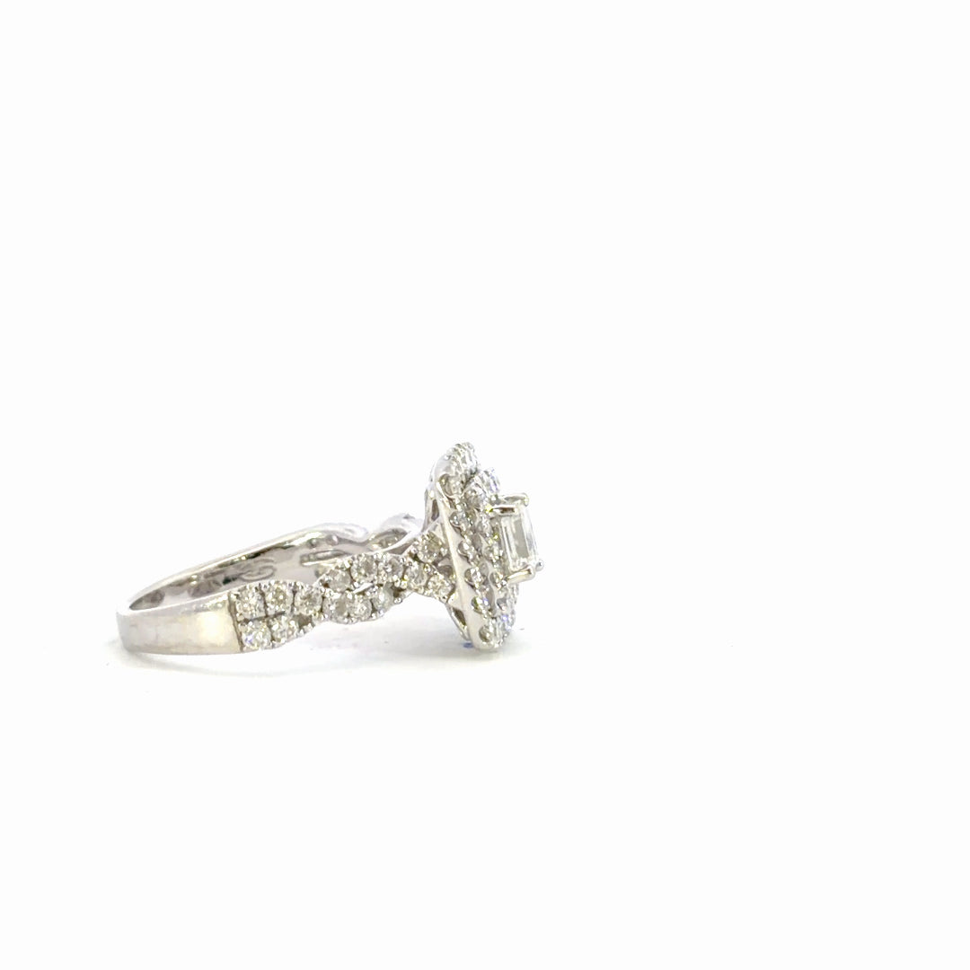 Emerald Cut Double Halo Engagement Ring