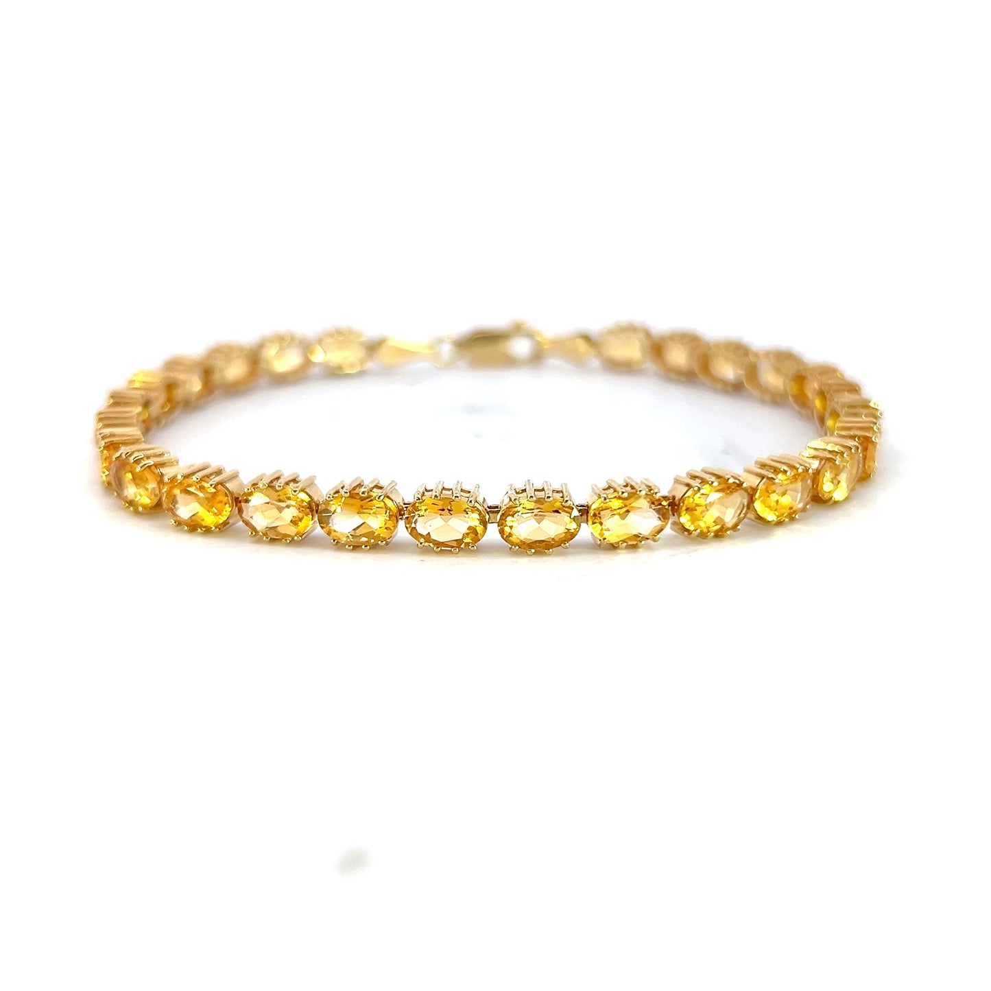 Citrine Tennis Style Gold Bracelet