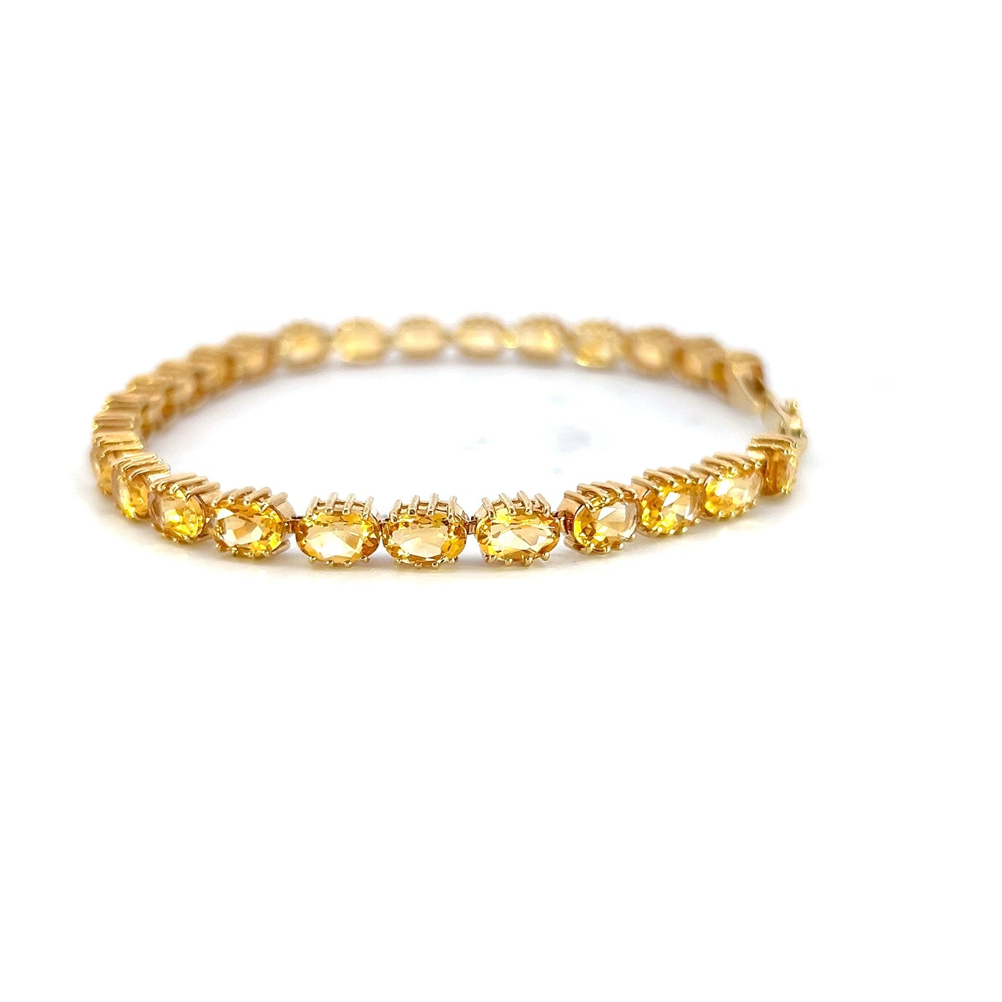 Citrine Tennis Style Gold Bracelet