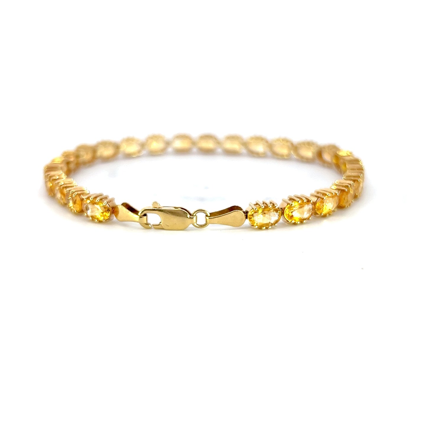 Citrine Tennis Style Gold Bracelet