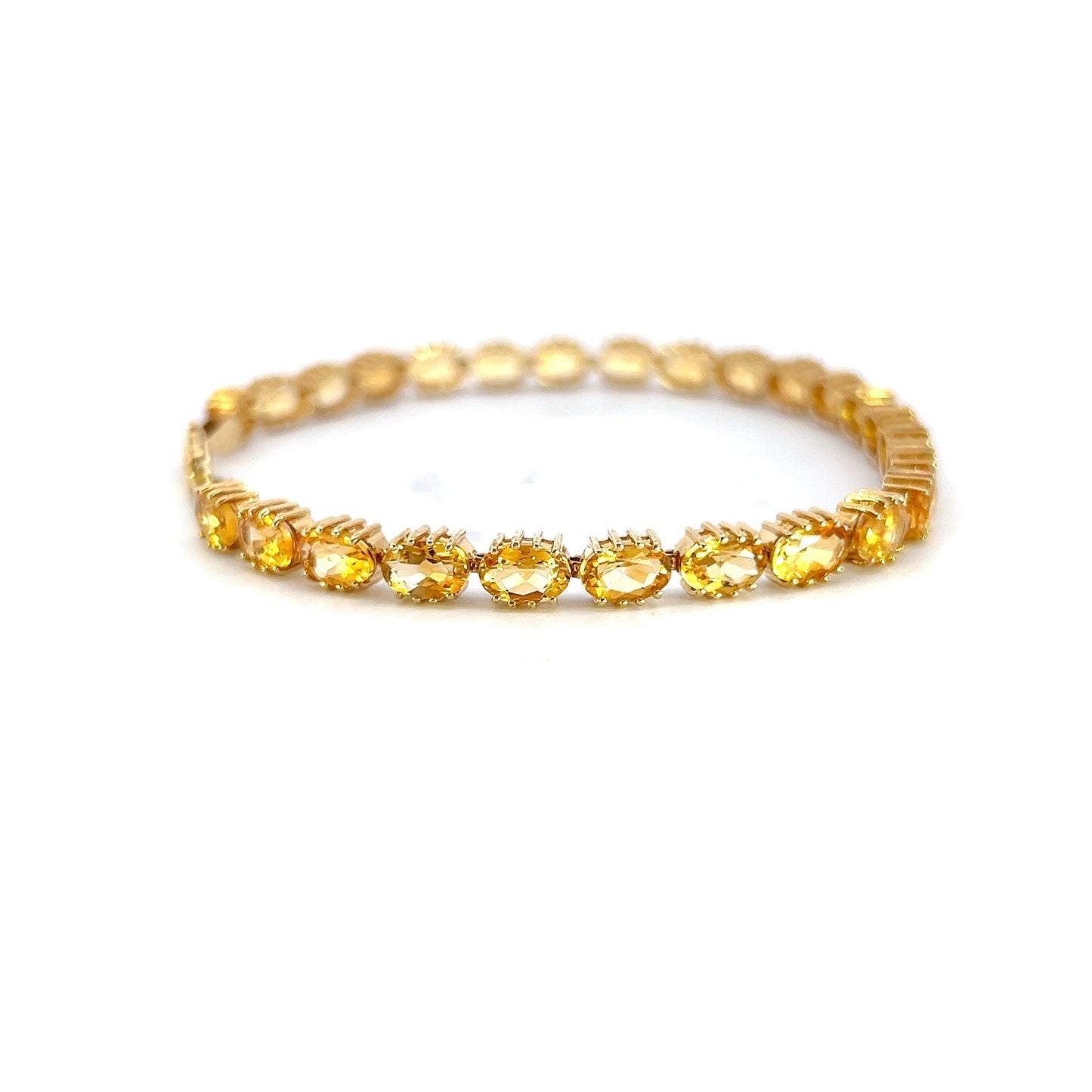 Citrine Tennis Style Gold Bracelet