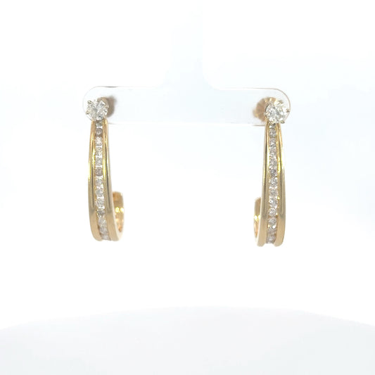 Diamond & Gold Half-Hoop Earrings