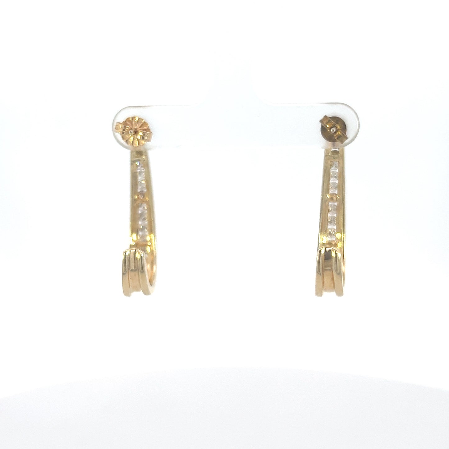 Diamond & Gold Half-Hoop Earrings
