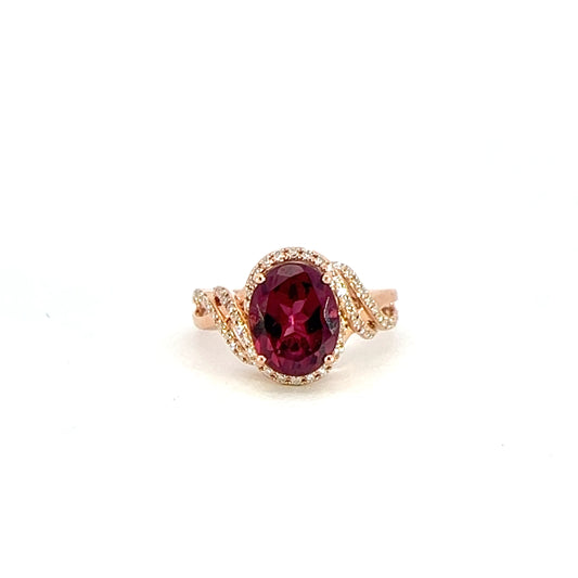Oval Rhodolite Garnet Swirl Ring