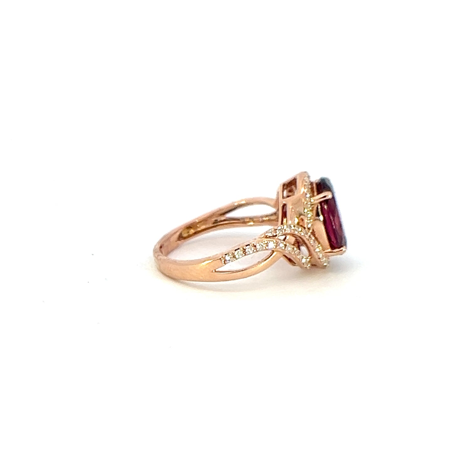 Oval Rhodolite Garnet Swirl Ring