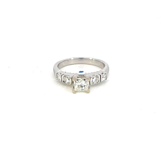 Princess & Round Diamond Engagement Ring
