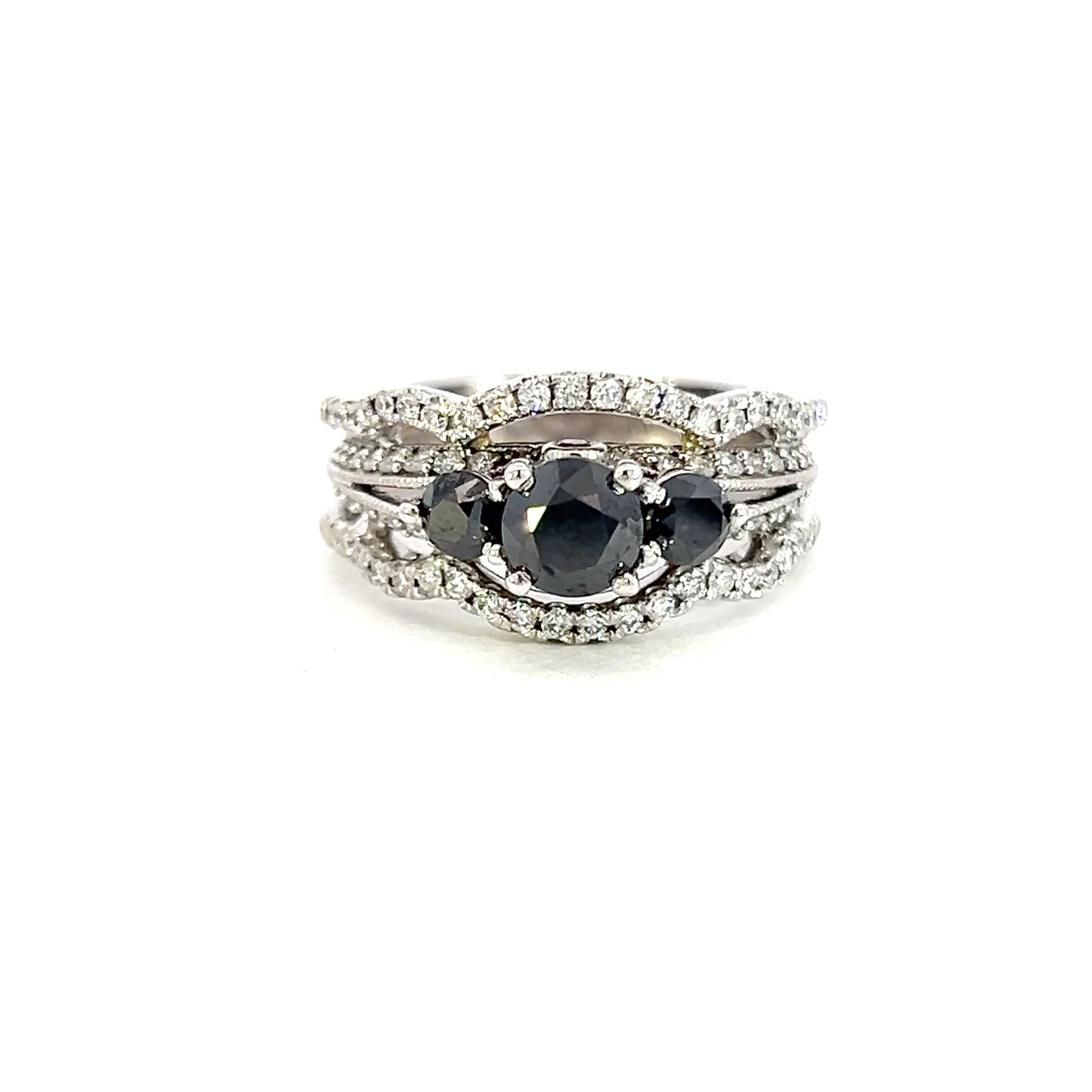 Black & White Diamond Trinity Style Wedding Ring