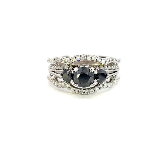 Black & White Diamond Trinity Style Wedding Ring