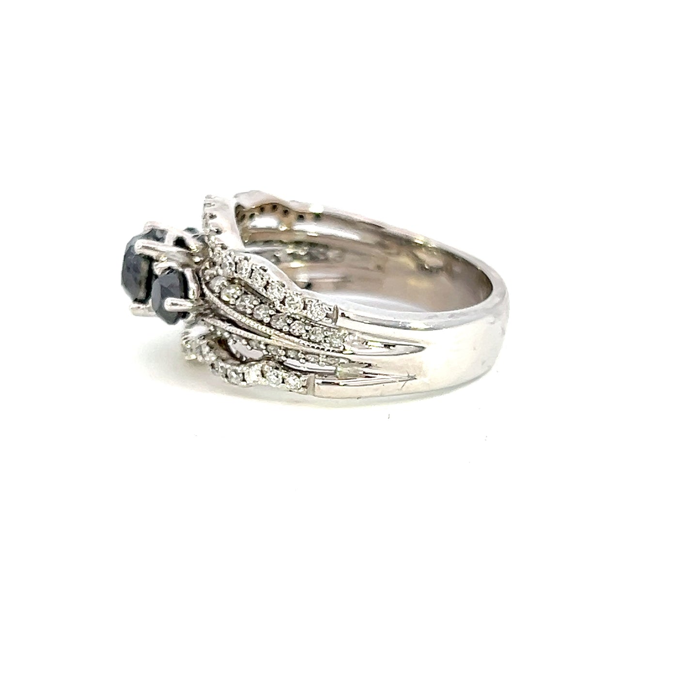 Black & White Diamond Trinity Style Wedding Ring