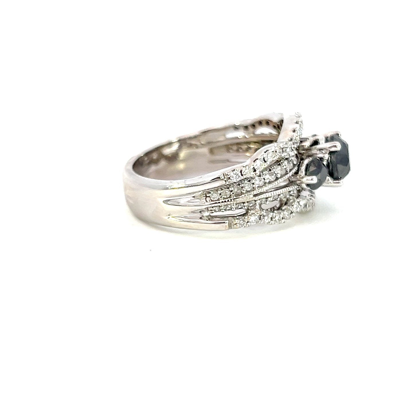 Black & White Diamond Trinity Style Wedding Ring