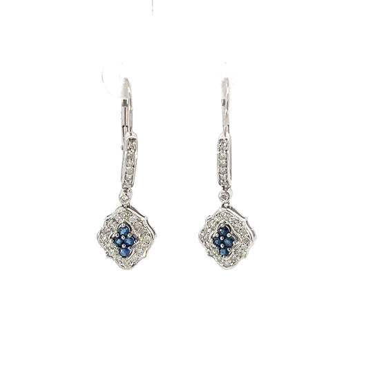 Gold Diamond & Sapphire Dangle Earrings