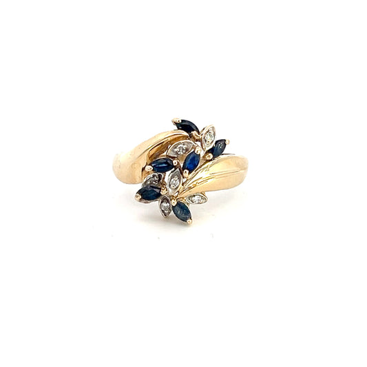 Diamond and Sapphire Cluster Ring