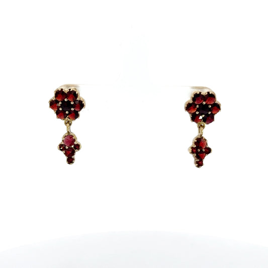 Garnet Cluster Dangle Earrings