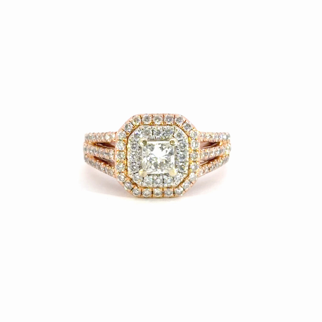 Double Halo Diamond Engagement Ring