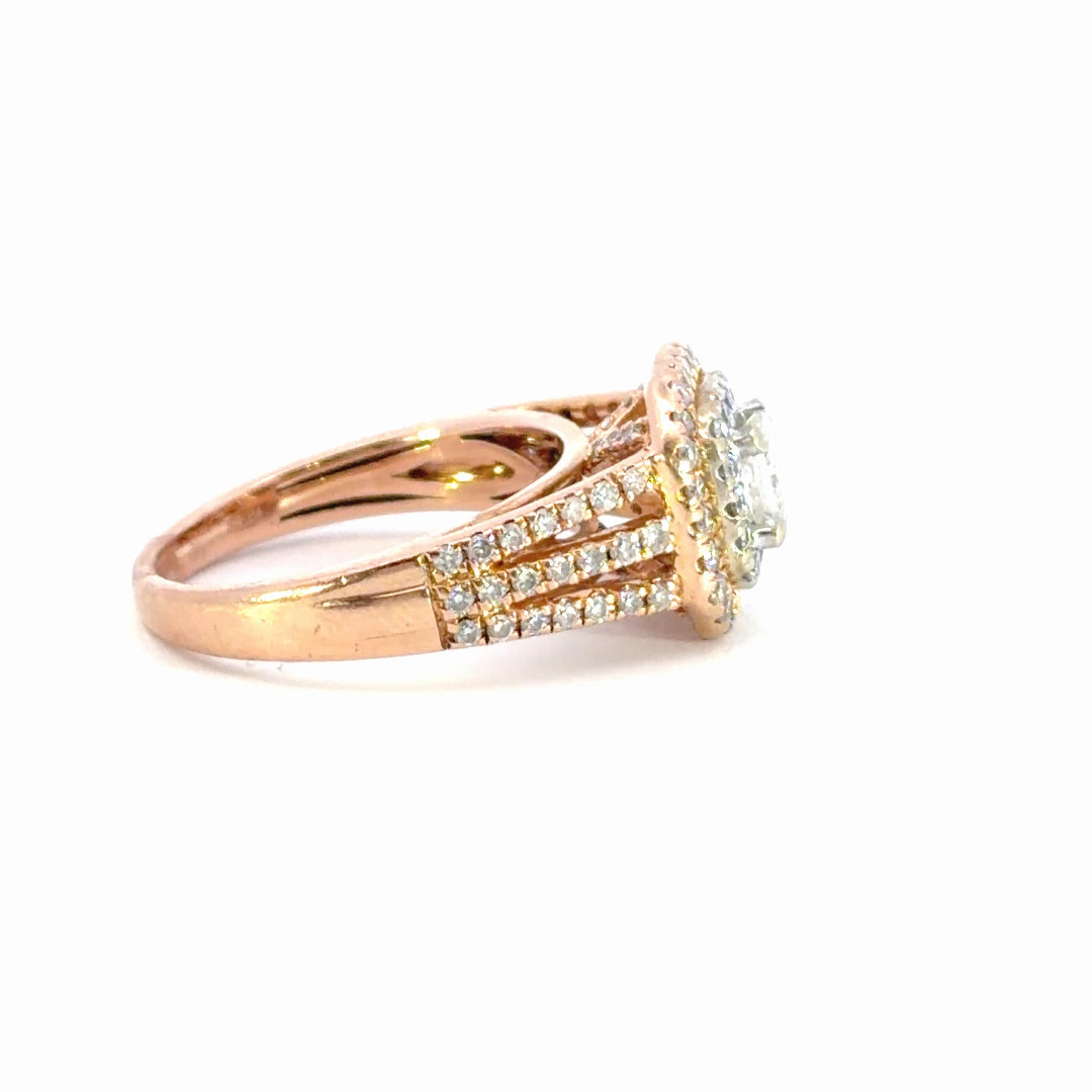 Double Halo Diamond Engagement Ring