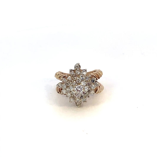 Gold Diamond Cluster Ring