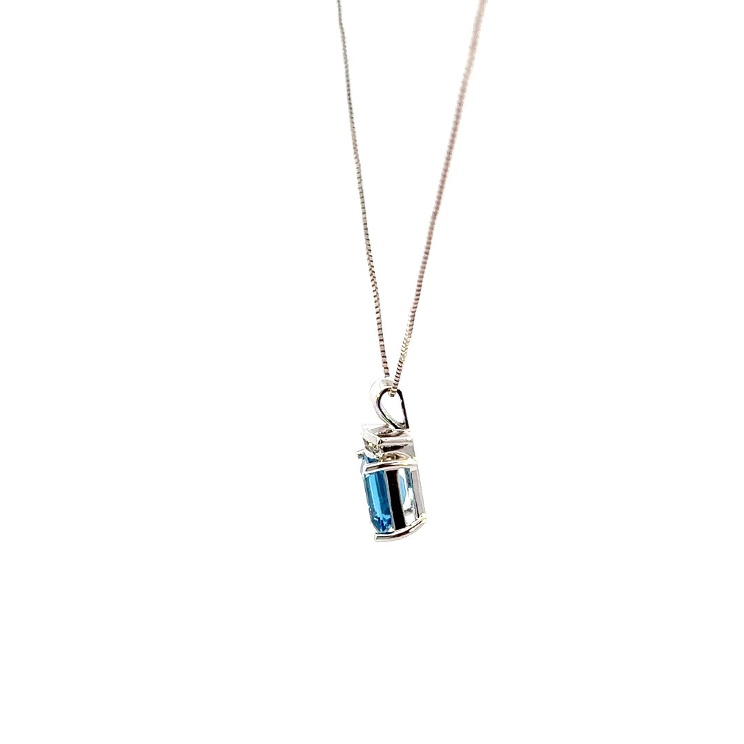 Blue Topaz & Diamond Necklace