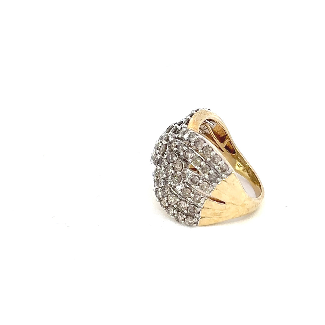 Diamond Cluster Wide Band Statement Ring