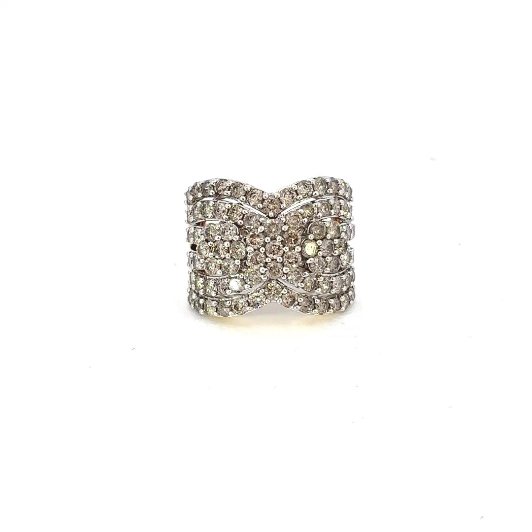 Diamond Cluster Wide Band Statement Ring