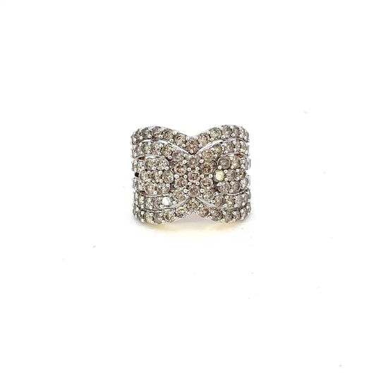 Diamond Cluster Wide Band Statement Ring