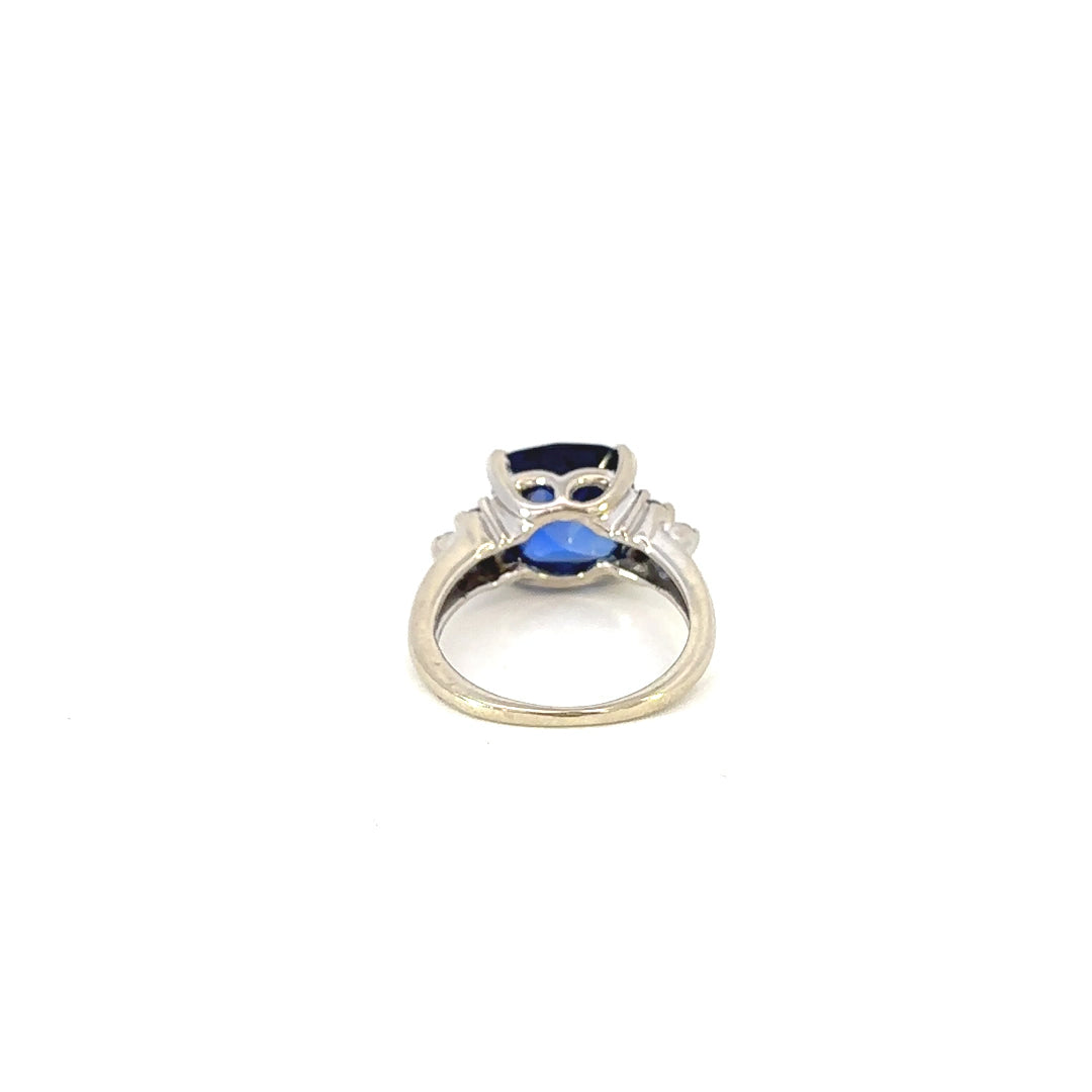 Lab Grown Sapphire and Natural  Diamond Ring