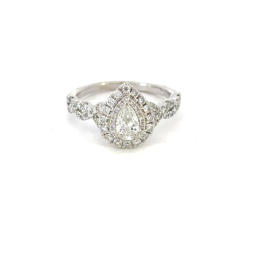 Pear Shaped Halo Style Engagement Ring