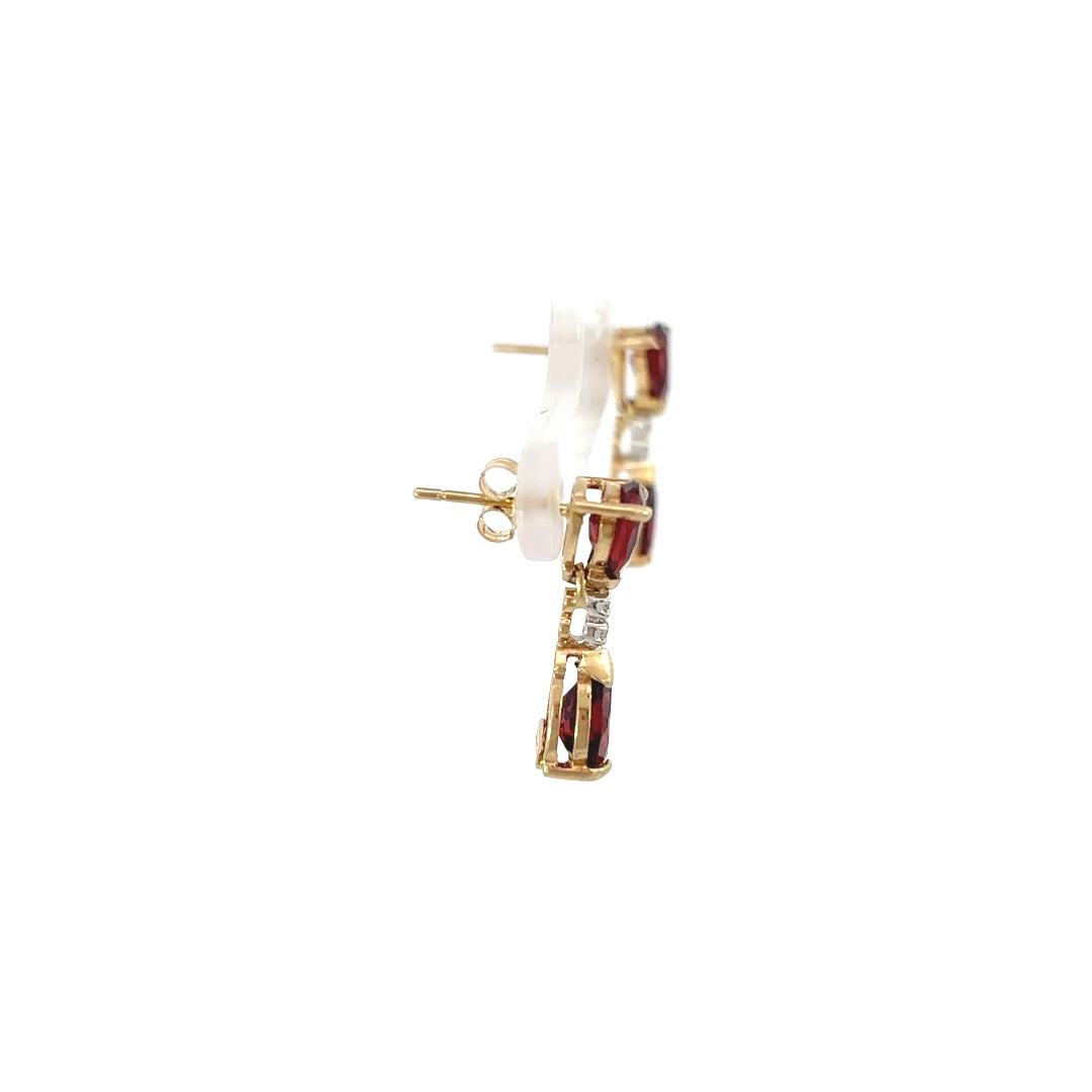 Almandine Garnet and Diamond Dangle Earrings