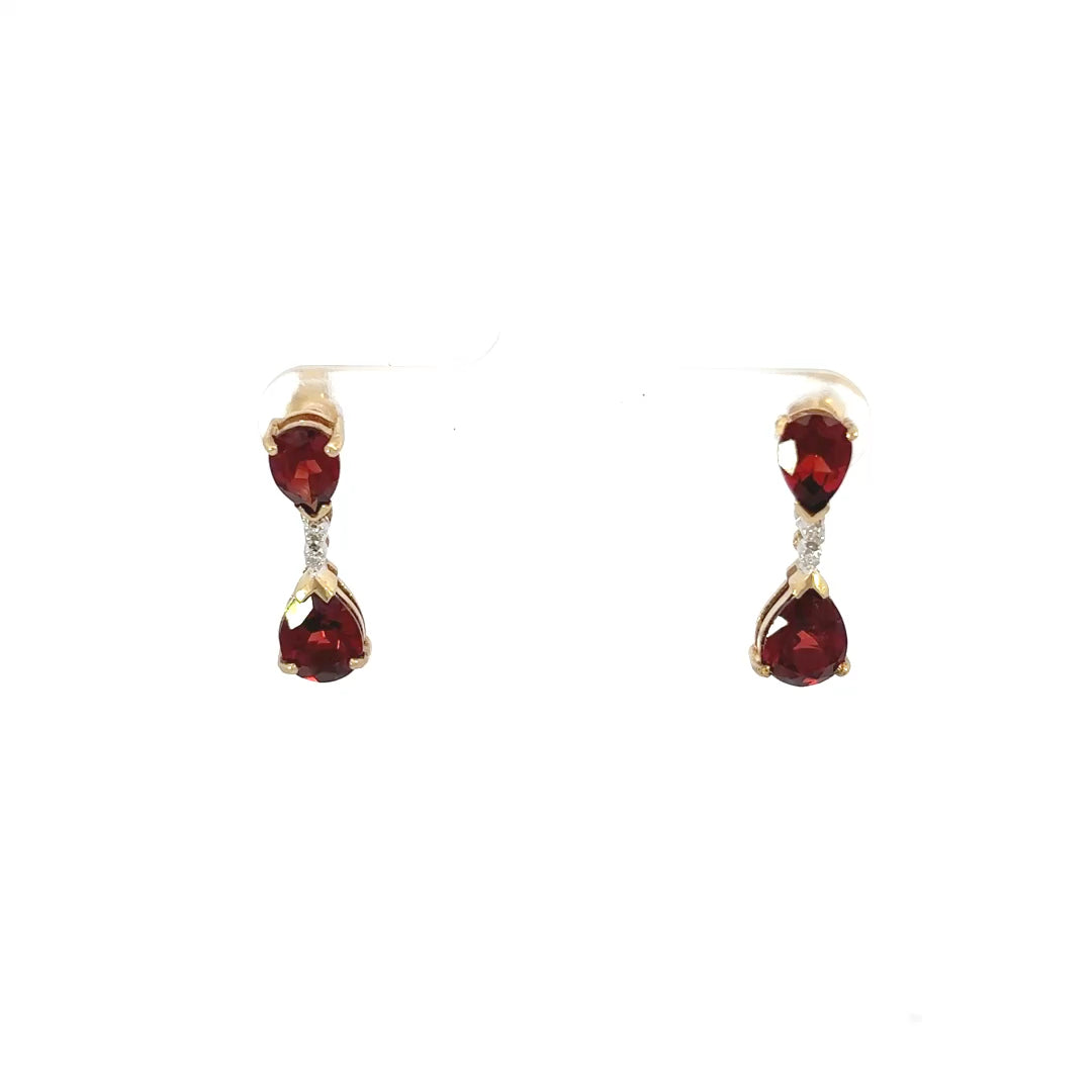Almandine Garnet and Diamond Dangle Earrings