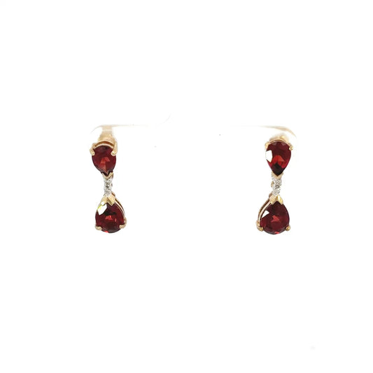 Almandine Garnet and Diamond Dangle Earrings