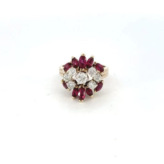 Ruby Art Deco Cluster Style Ring
