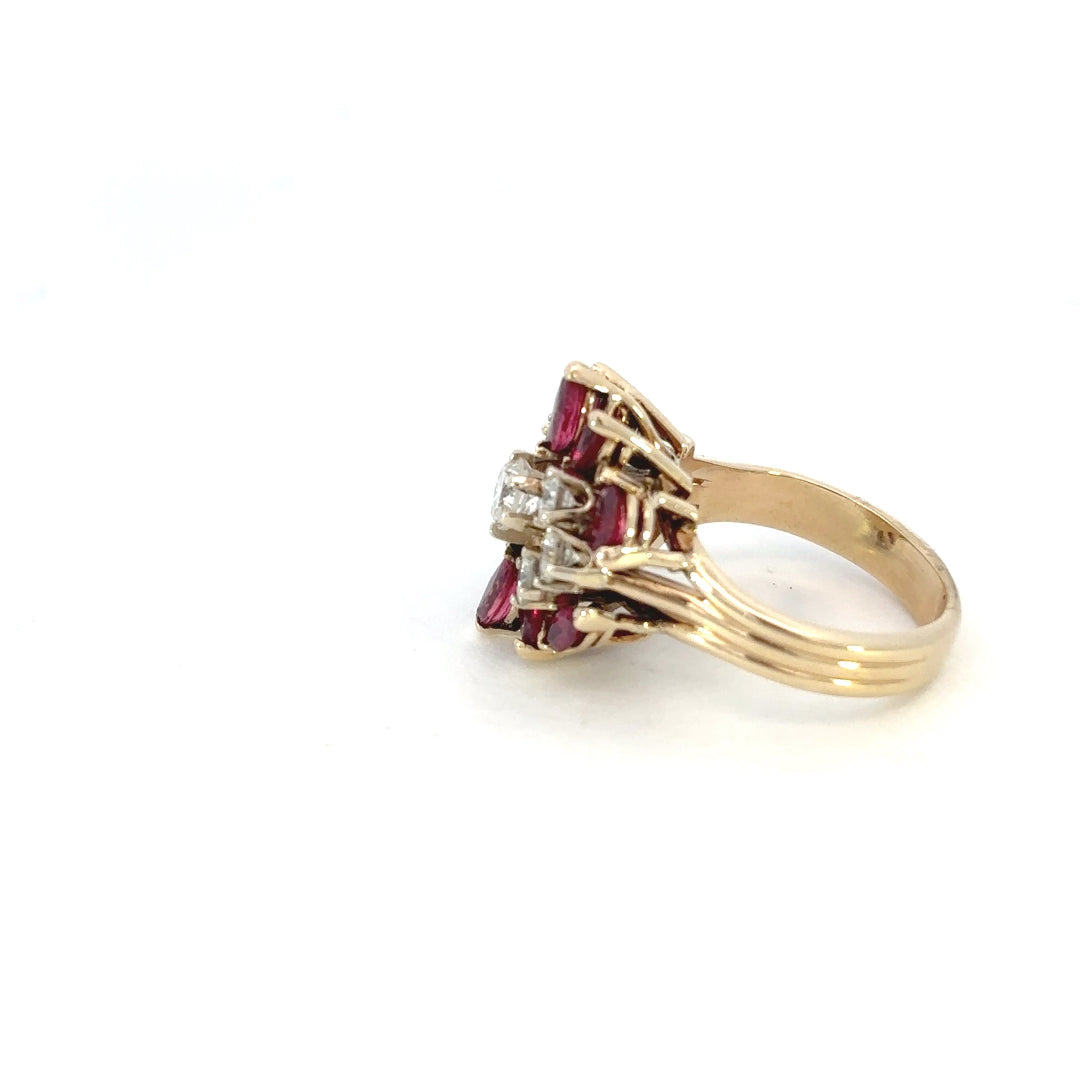 Ruby Art Deco Cluster Style Ring
