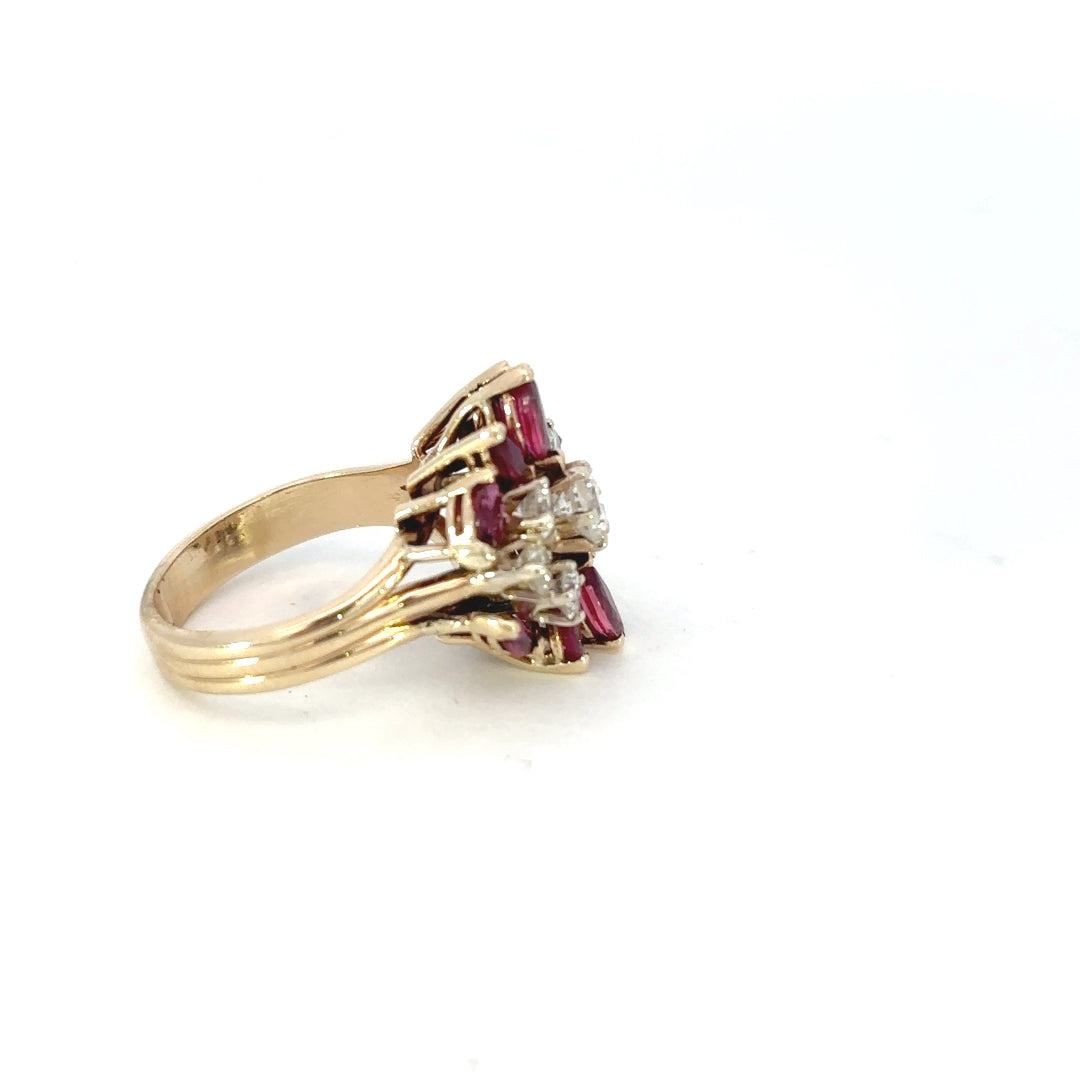 Ruby Art Deco Cluster Style Ring