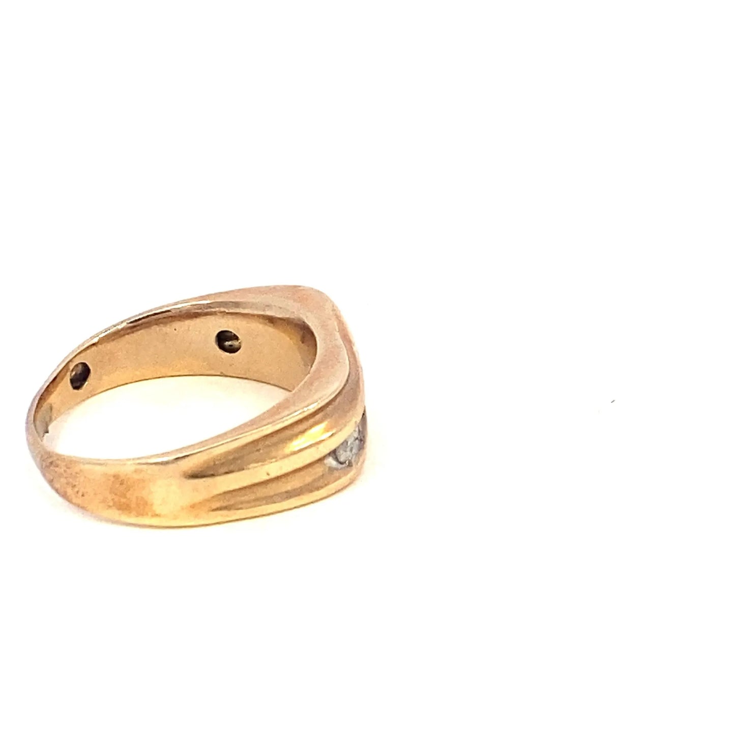 Gold Diagonal Channel Set Diamond Band Ring