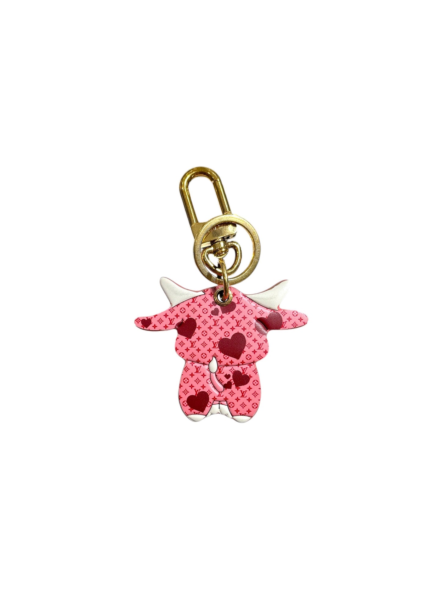 LV Pink Heart Cow Keychain