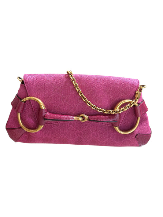 Pink Vintage GG Horsebit Shoulder Bag
