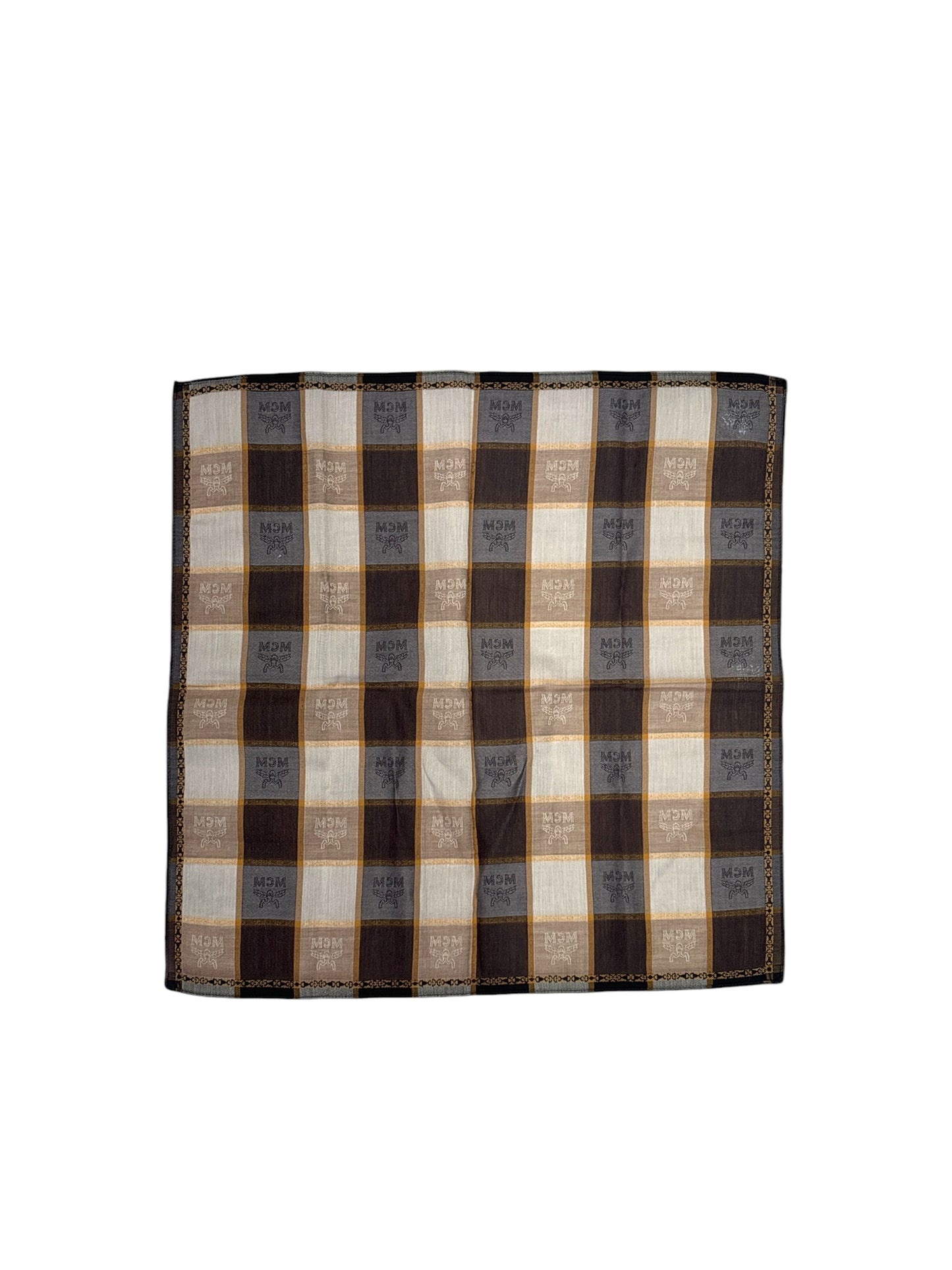 Gray Navy and Gold Plaid Handkerchief