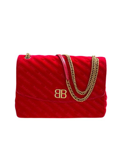 BB Chain Velvet Handbag