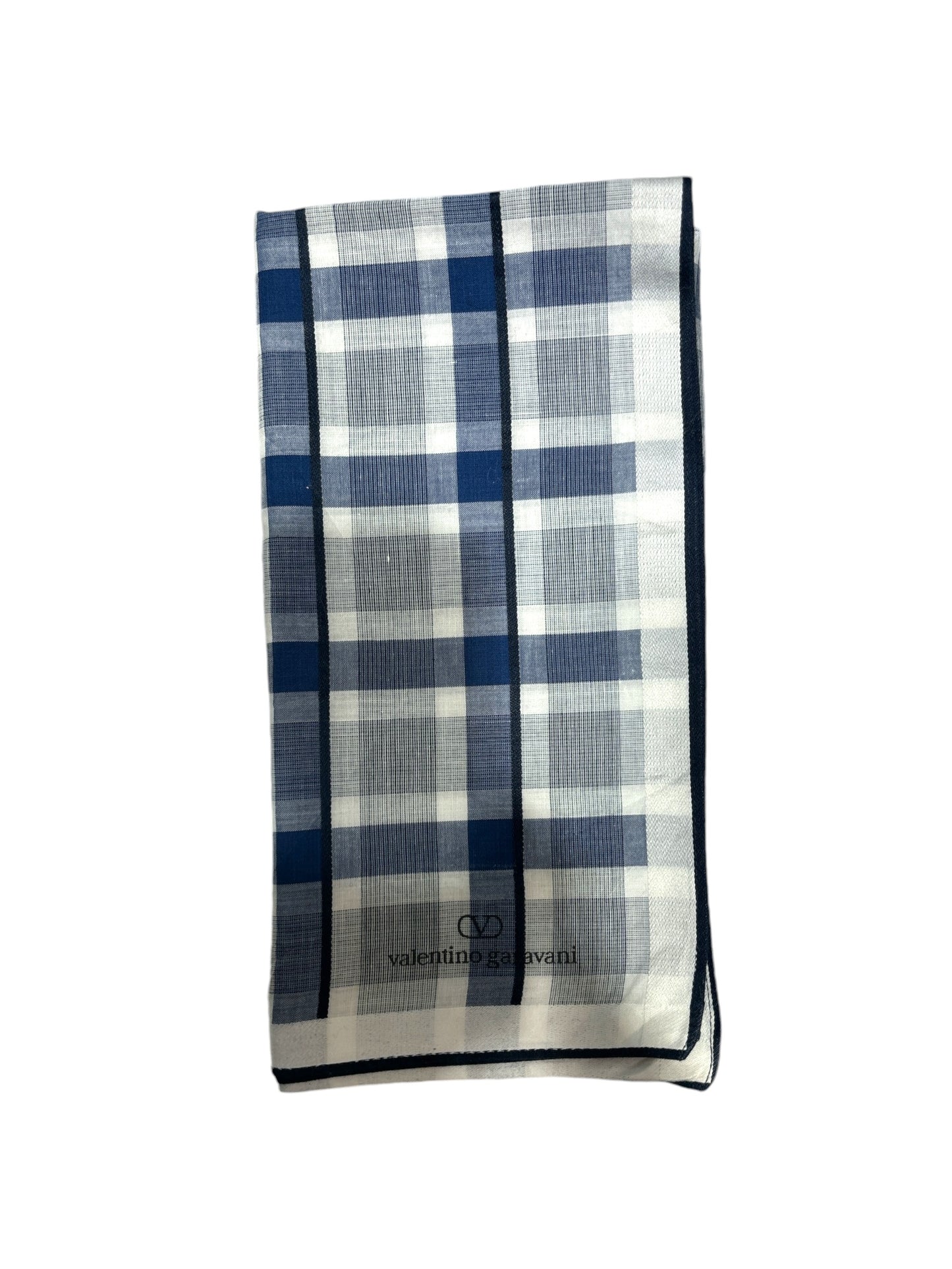 Blue and White Plaid Handkerchief