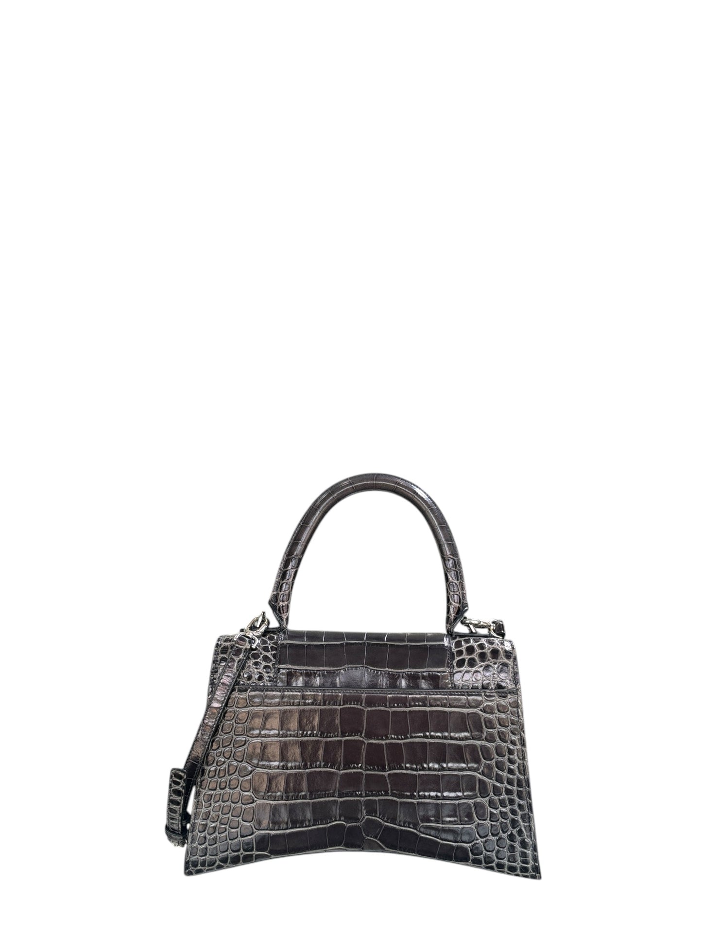 Hourglass Crocodile Embossed Handbag