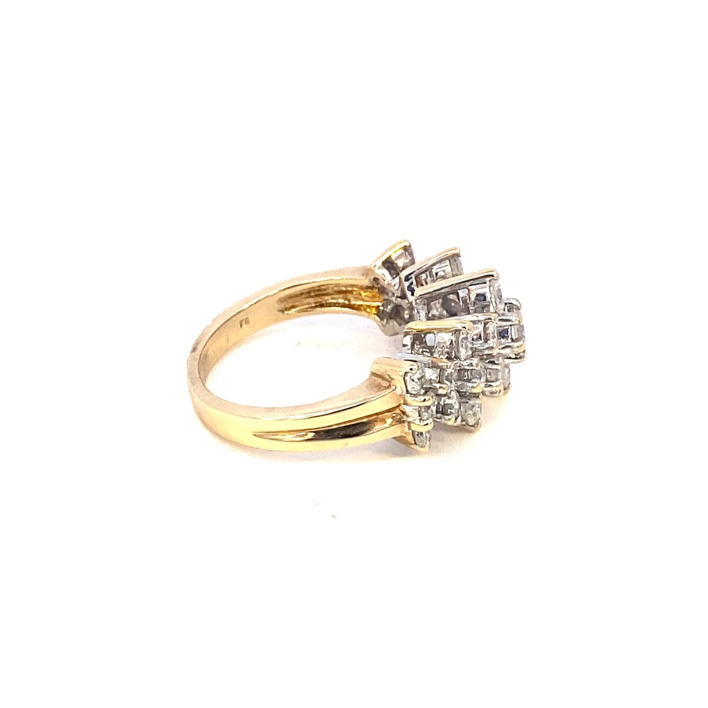 Gold Diamond Pyramid Ring