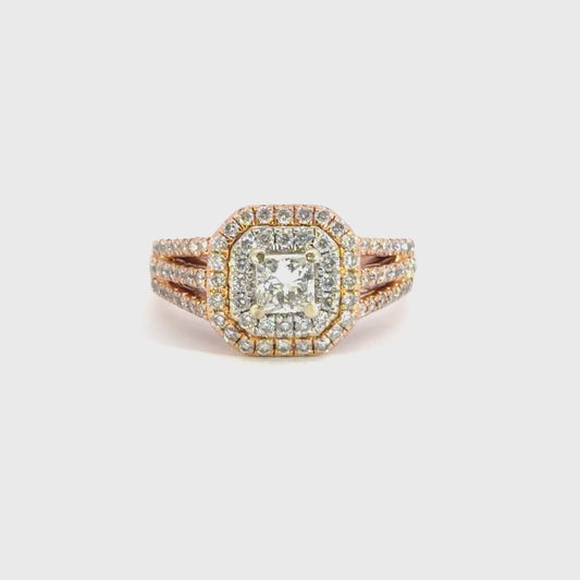 Double Halo Diamond Engagement Ring