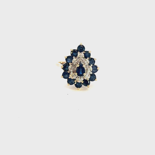 Blue Sapphires & Diamond Ring