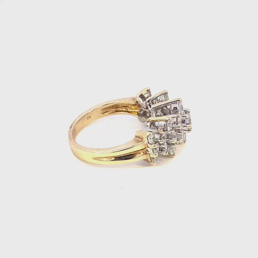 Gold Diamond Pyramid Ring