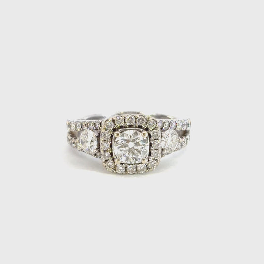 Halo Trinity Style Engagement Ring