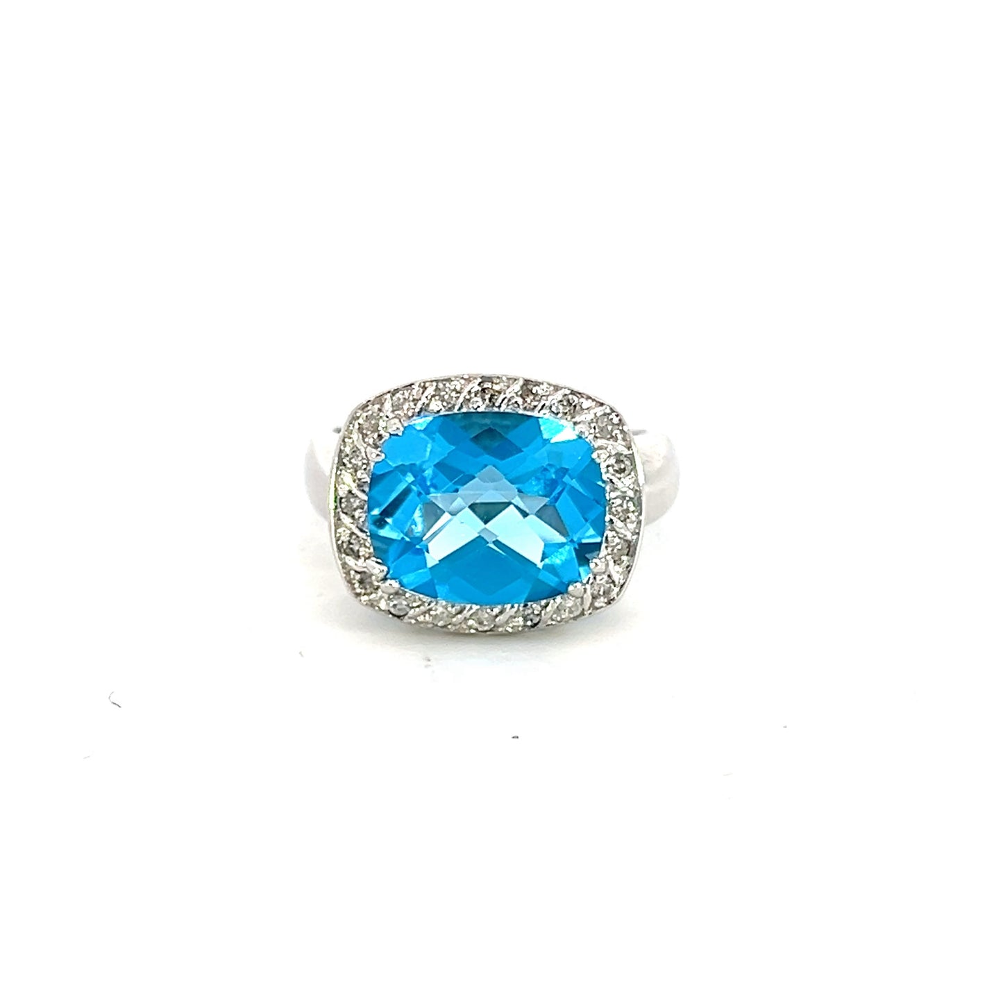 Blue Topaz & Diamond Gold Ring