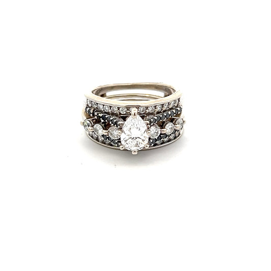 Diamond and Black Diamond White Gold Ring