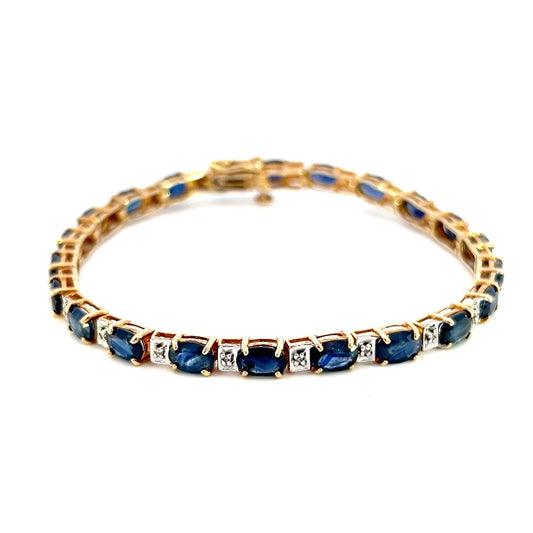 Gold Diamond and Blue Sapphire Bracelet