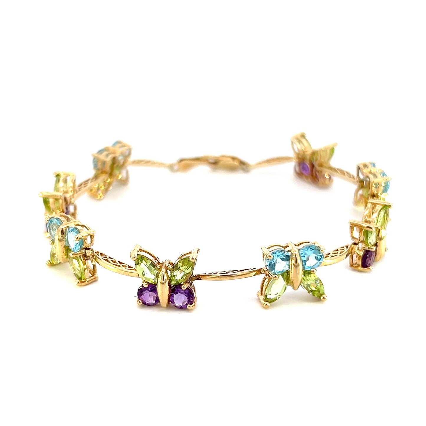 Multi-Stone Gold Butterfly Bracelet